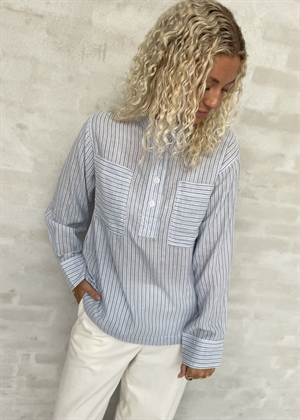 Ayla stripe skjorte Light Blue/Ecru/Navy Moshi Moshi 